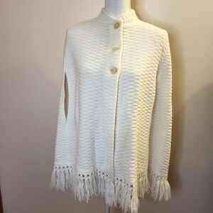 Vintage Ades of California Ivory Textured Knit Poncho/Cape One Size MCM